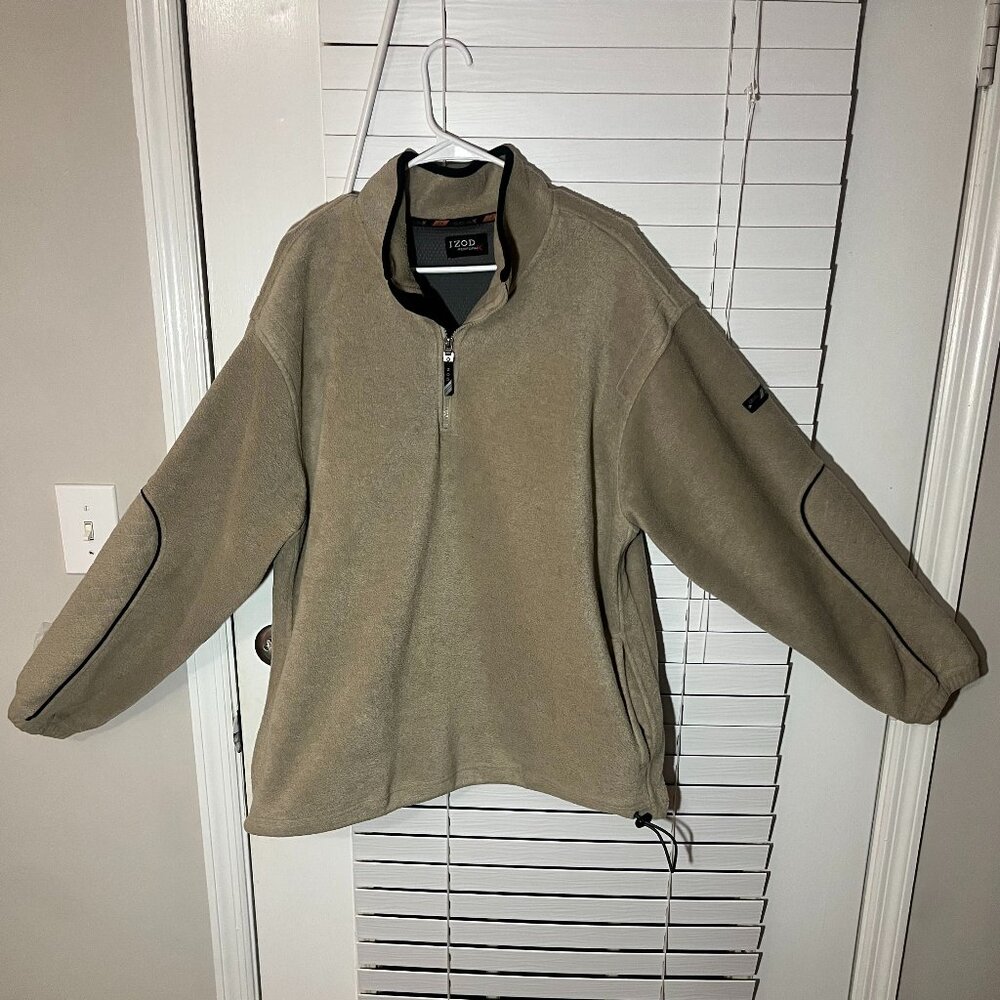 XL Men's IZOD Performance Beige Polyester Long Sleeve Jacket With Arm Pads